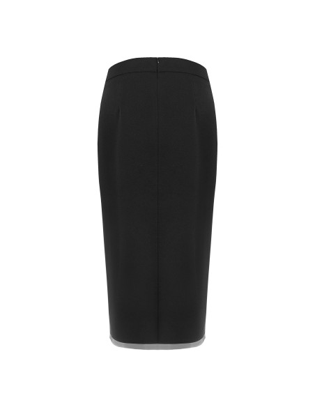 Jupe crayon en crêpe scuba avec bords en tulle Rinascimento