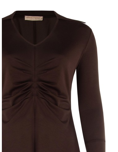 Robe curvy en jersey style polo avec col en V et fronces centrales Rinascimento Curvy