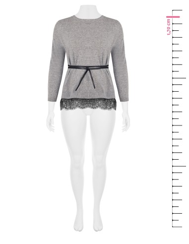 Pull ample grande taille avec bas en dentelle et longue ceinture fine en similicuir Rinascimento Curvy