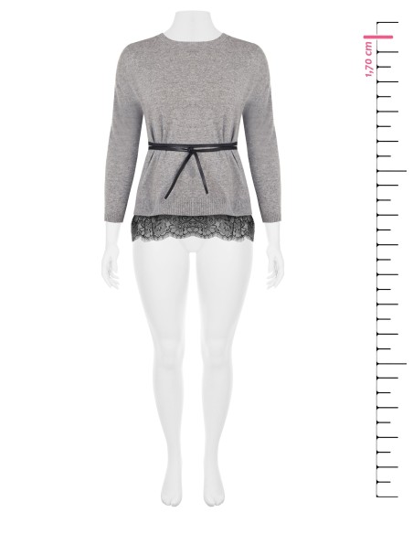 Pull ample grande taille avec bas en dentelle et longue ceinture fine en similicuir Rinascimento Curvy