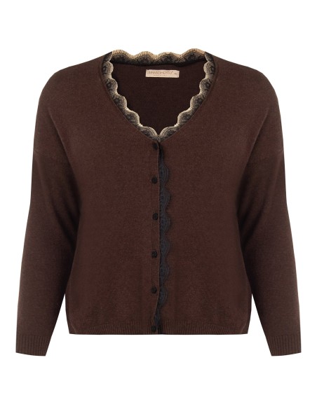 Cardigan pull grande taille avec empiècements en dentelle Rinascimento Curvy