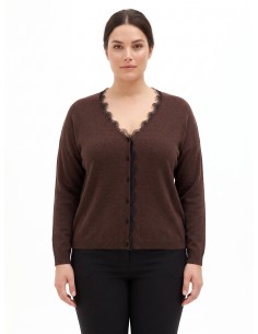 Cardigan pull grande taille avec empiècements en dentelle Rinascimento Curvy