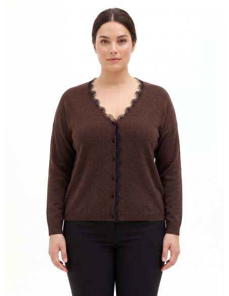 Curvy cardigan met kanten inzetstukken Rinascimento Curvy