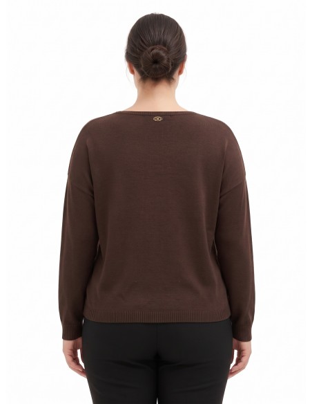 Ruime curvy trui met boothals Rinascimento Curvy