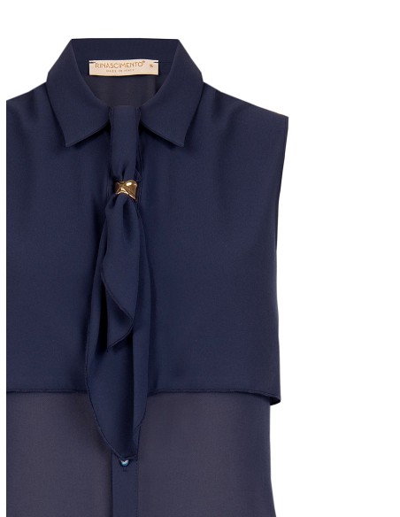 Blouse cintrée en georgette avec lavallière et détail bijou Rinascimento