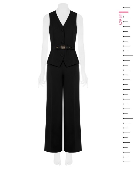 Jumpsuit van cadystof met tweedeligeffect, bijpassende stevige riem en gesp met RR Rinascimento-logo