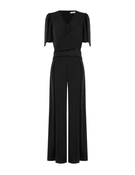 Palazzo-jumpsuit van cadistof met een gekruiste V-hals van Rinascimento