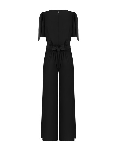 Palazzo-jumpsuit van cadistof met een gekruiste V-hals van Rinascimento
