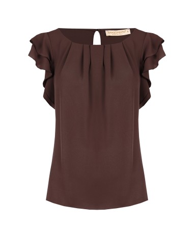 Blouse fluide en satin mat à manches volantées Rinascimento