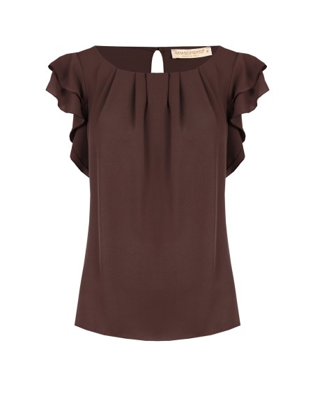 Blouse fluide en satin mat à manches volantées Rinascimento