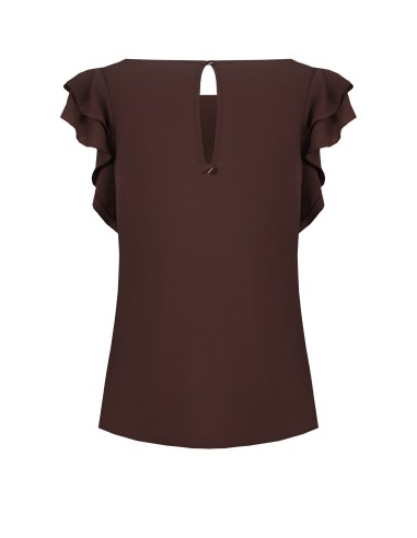 Blouse fluide en satin mat à manches volantées Rinascimento