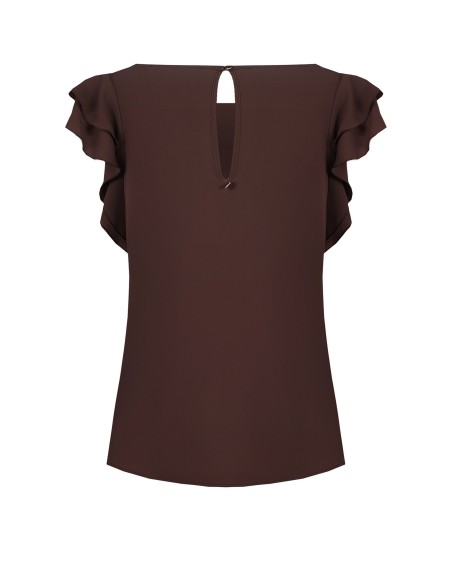Vloeiende blouse van mat satijn met volantmouwen Rinascimento