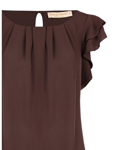 Blouse fluide en satin mat à manches volantées Rinascimento