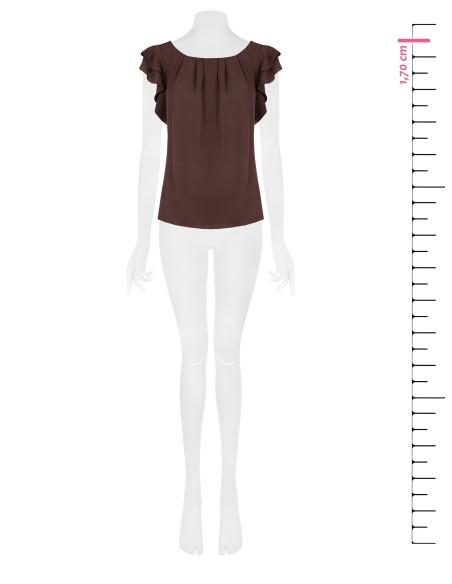 Blouse fluide en satin mat à manches volantées Rinascimento