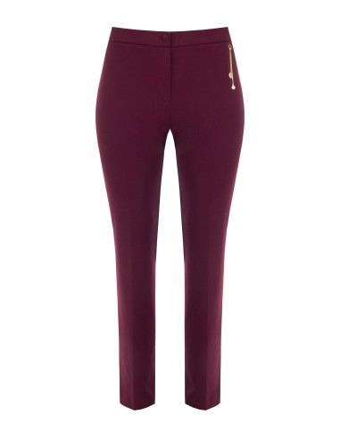 Pantalon droit curvy en scuba crêpe avec détail bijou chaînes et perle Rinascimento Curvy