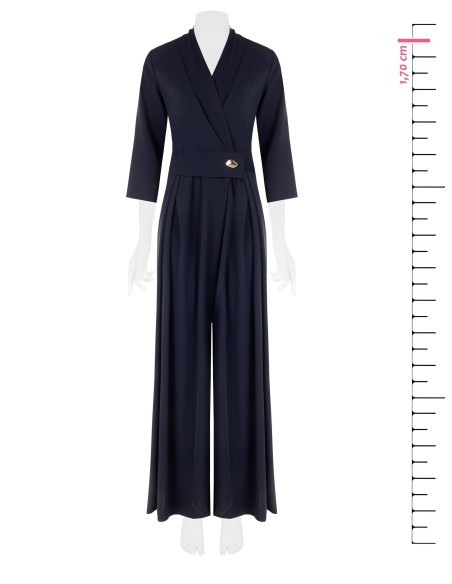 Palazzo-jumpsuit van soepelvallende stof met overslaghals en metalen detail van Rinascimento