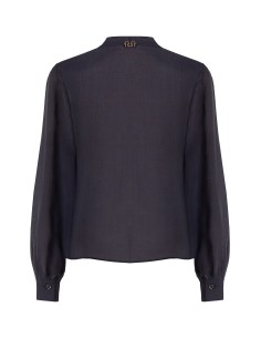 Soepelvallende blouse van lyocell met V-hals en volant Rinascimento 2