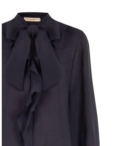 Blouse fluide en lyocell à col V et volant Rinascimento