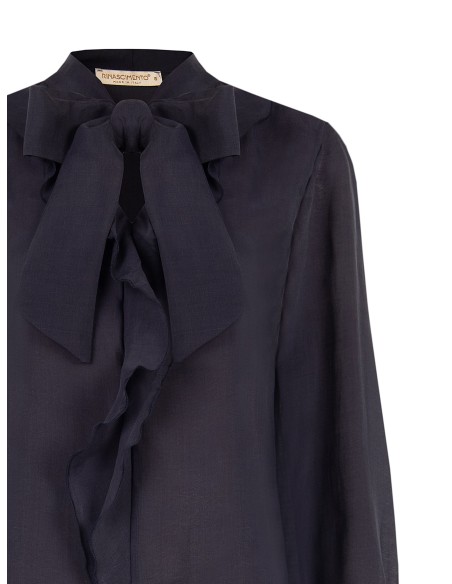 Blouse fluide en lyocell à col V et volant Rinascimento