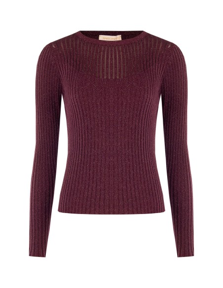 Pull moulant à larges côtes avec lurex Rinascimento