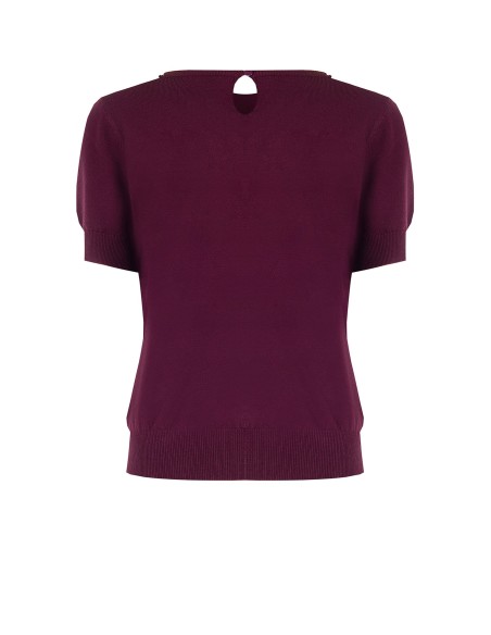 Pull à manches courtes en mélange de viscose avec cristaux cabochon Rinascimento