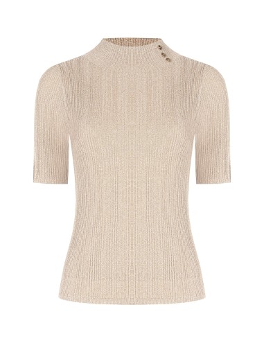Top ajusté en fil lurex avec boutons au col Rinascimento