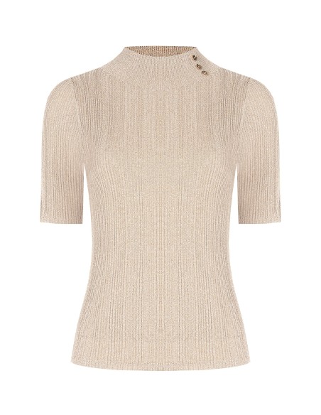 Top ajusté en fil lurex avec boutons au col Rinascimento