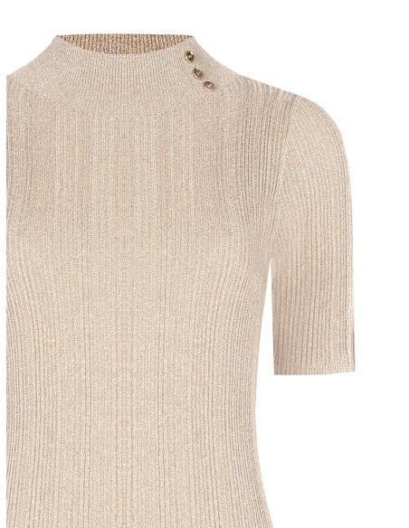 Top ajusté en fil lurex avec boutons au col Rinascimento