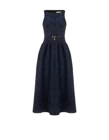 Midi-jurk van jacquardstof met reliëf en lurex, met klokkende rok Rinascimento