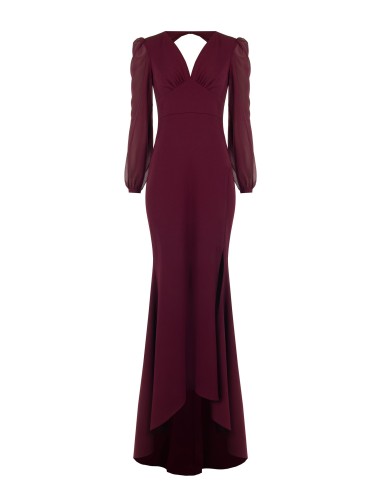 Robe longue sirène en crêpe scuba avec découpes dans le dos Rinascimento