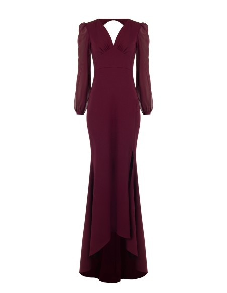 Robe longue sirène en crêpe scuba avec découpes dans le dos Rinascimento