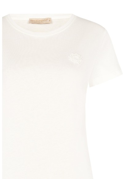 T-shirt regular en coton avec logo brodé Rinascimento