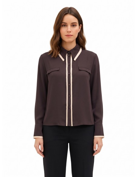 Chemisier en satin mat avec détails contrastants Rinascimento