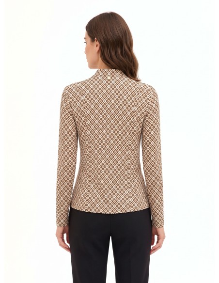 Blouse en viscose à motif géométrique avec col en V et nœud Rinascimento