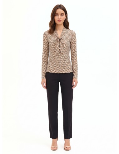 Blouse van viscose met geometrisch patroon, V-hals en strik van Rinascimento