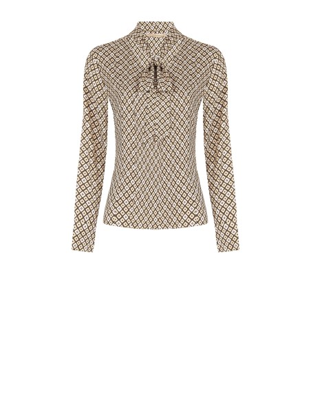 Blouse en viscose à motif géométrique avec col en V et nœud Rinascimento