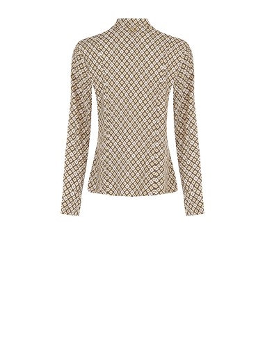 Blouse van viscose met geometrisch patroon, V-hals en strik van Rinascimento