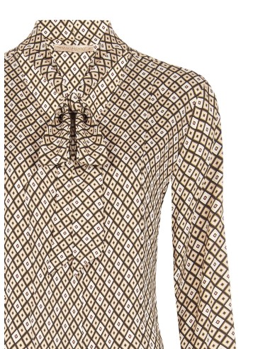 Blouse en viscose à motif géométrique avec col en V et nœud Rinascimento