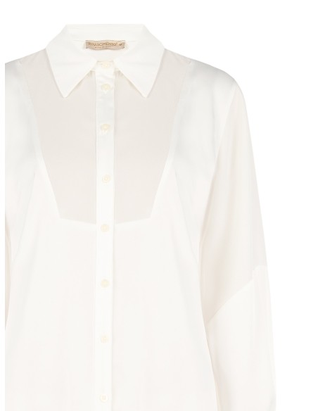 Chemisier ample et fluide en satin avec empiècement en georgette semi-transparente Rinascimento