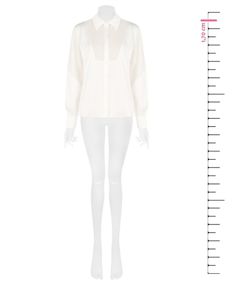 Chemisier ample et fluide en satin avec empiècement en georgette semi-transparente Rinascimento