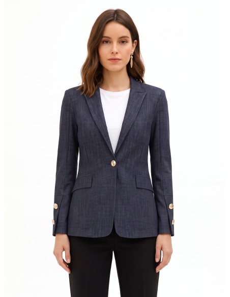 Blazer van Milano-tricot met Rinascimento-logoknopen
