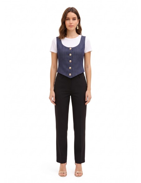 Kort getailleerd vest met punt, van Milano-tricot, Rinascimento