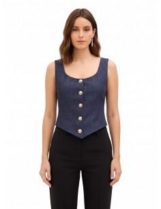 Kort getailleerd vest met punt, van Milano-tricot, Rinascimento