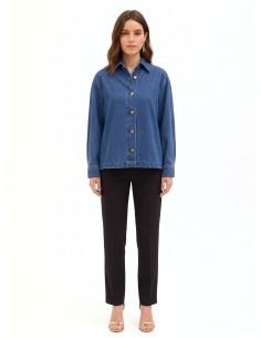 Asymmetrisch oversized denimjack met geplooide achterkant Rinascimento 2