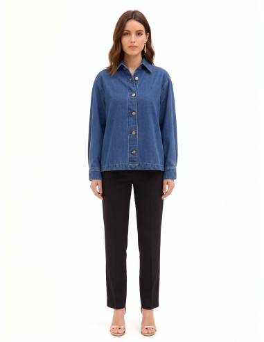 Asymmetrisch oversized denimjack met geplooide achterkant Rinascimento