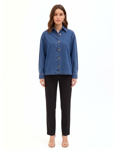 Veste oversize asymétrique en denim avec dos plissé Rinascimento