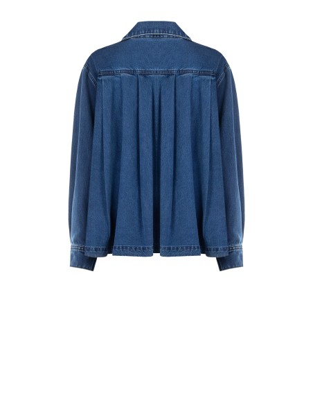 Asymmetrisch oversized denimjack met geplooide achterkant Rinascimento