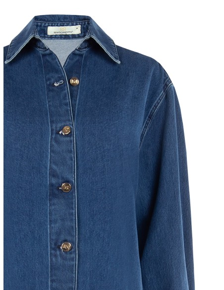 Veste oversize asymétrique en denim avec dos plissé Rinascimento