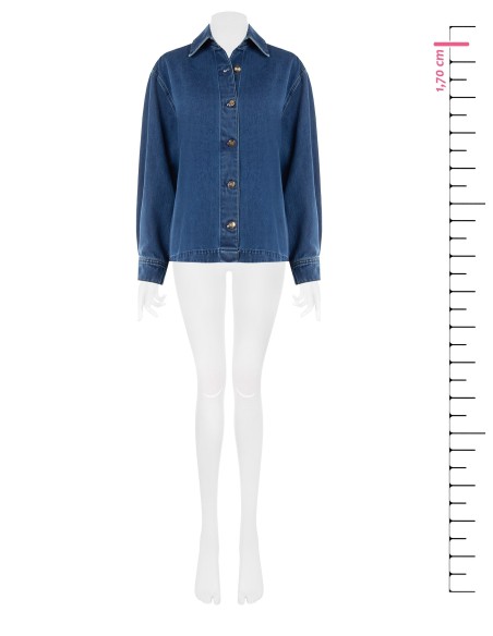 Asymmetrisch oversized denimjack met geplooide achterkant Rinascimento