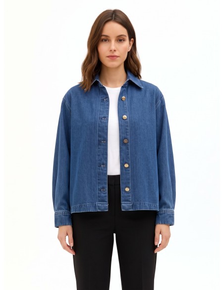 Veste oversize asymétrique en denim avec dos plissé Rinascimento